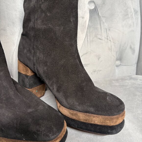 Tory Burch Black Suede Leather Platform Tall Boots – Women’s Size 7.5 - Picture 6 of 15